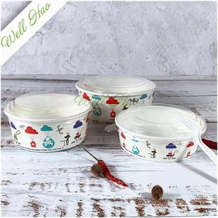 White Kraft bowl with cartoon logo printed
